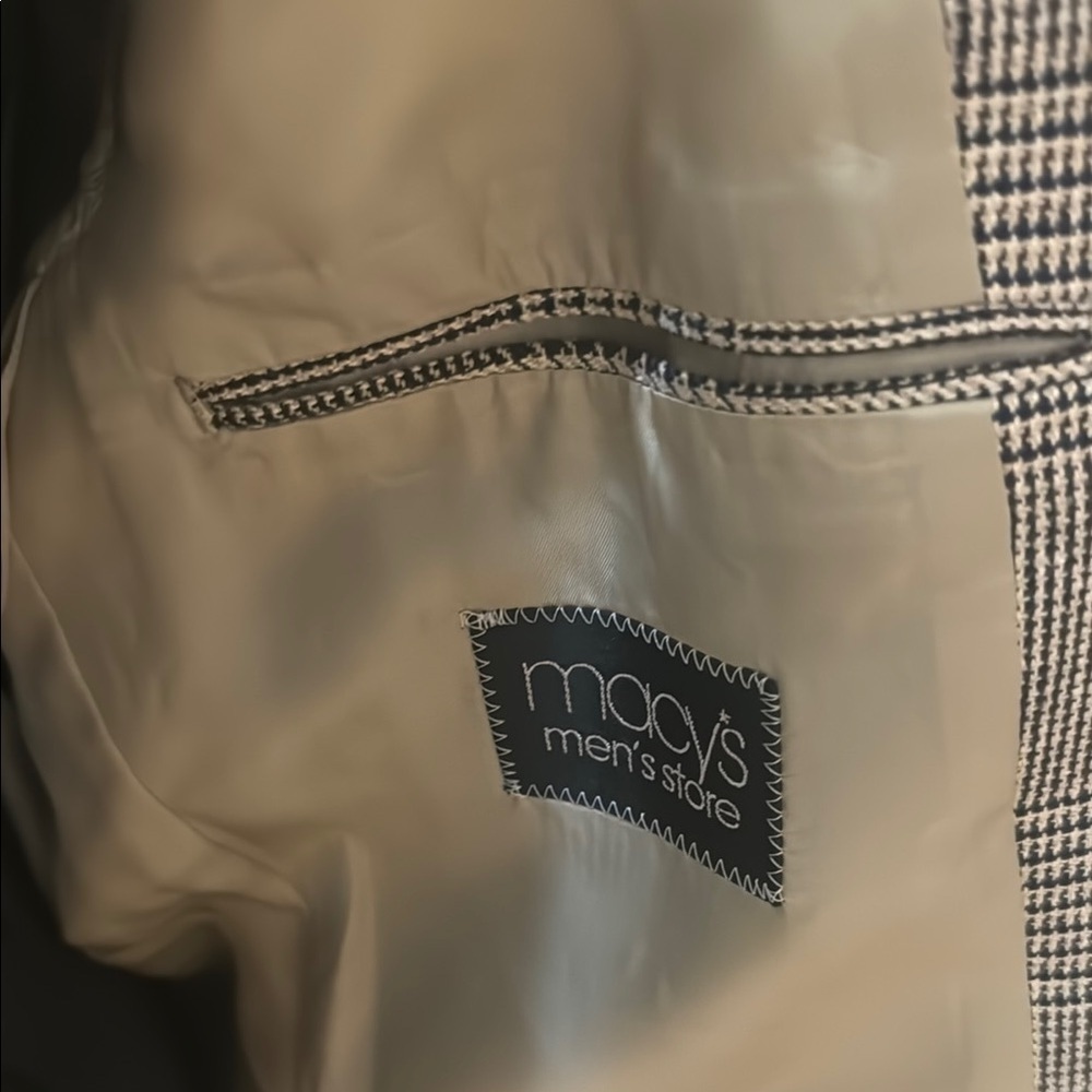 Men’s Club Room 100 % Silk Gingham Classic Blazer Size 44L Jacket! - Picture 11 of 15